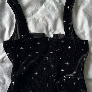 Black polyester faux velvet jumper